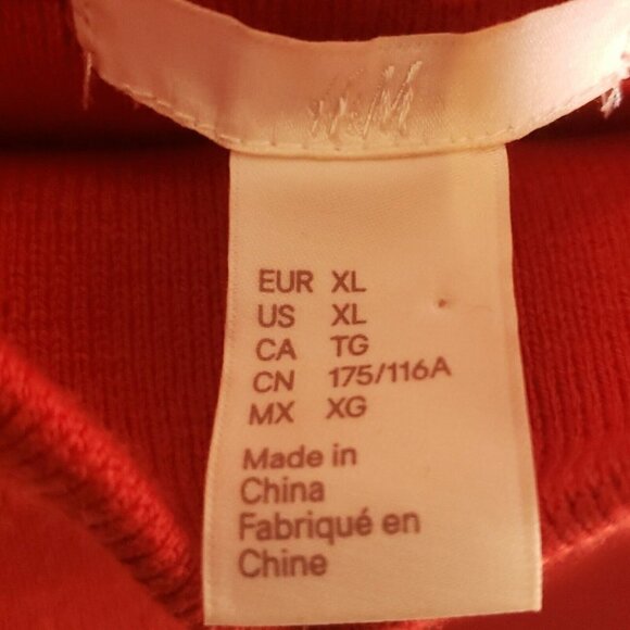 H&M Womens New Red Cowl Neck Cropped Large Sleeve Sweater XL - Picture 6 of 8